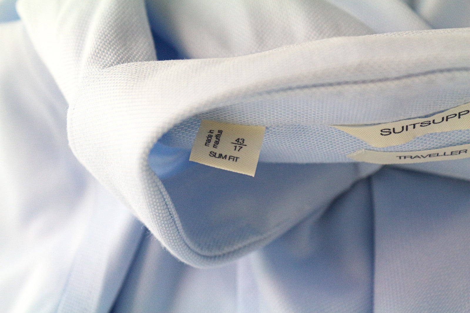 SUITSUPPLY Traveller Men Shirt 43/17 Slim Blue Pure Cotton