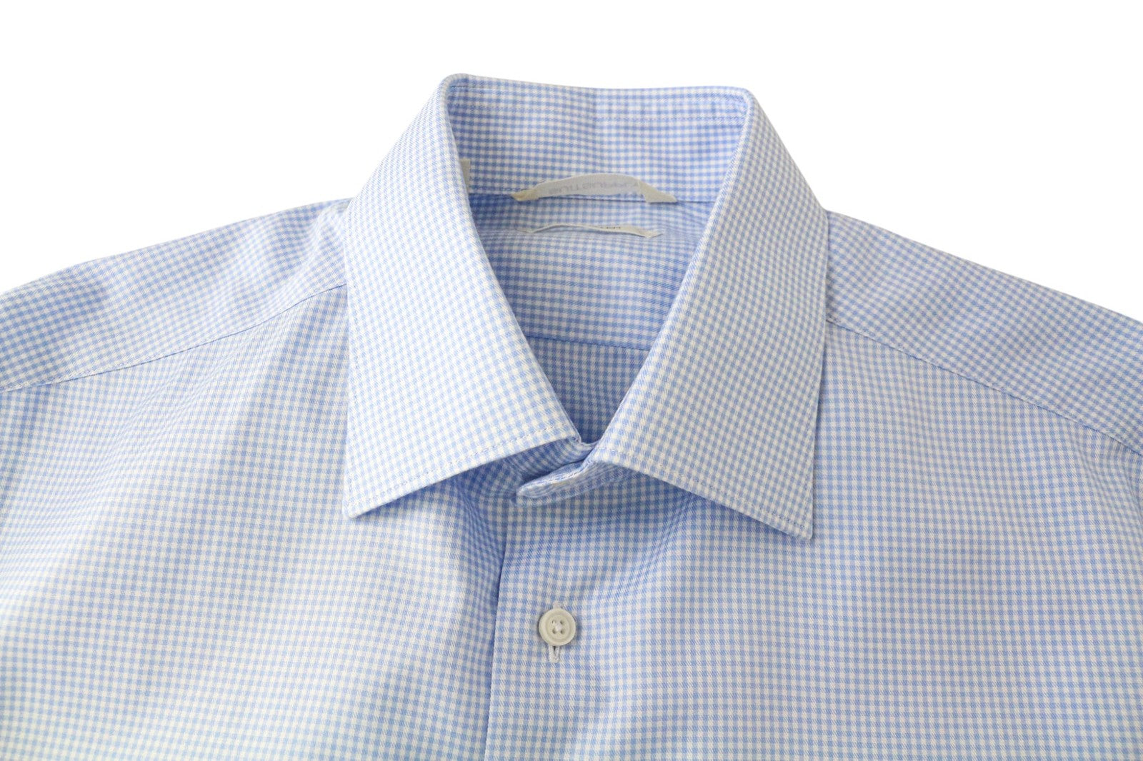 SUITSUPPLY Traveller Men Shirt 39/15 1/2 Slim Blue Cotton Check Pattern Twill