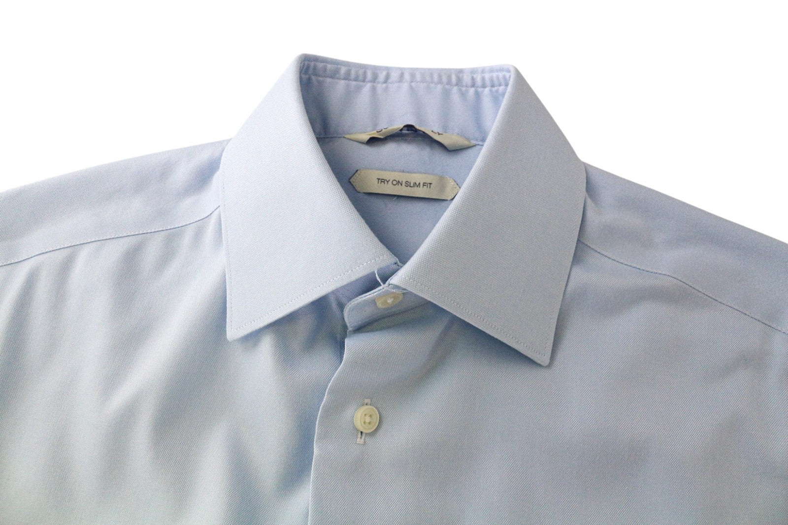 SUITSUPPLY Men Shirt 35/13 1/2 Slim Fit Button-Up Classic Blue Pure Cotton