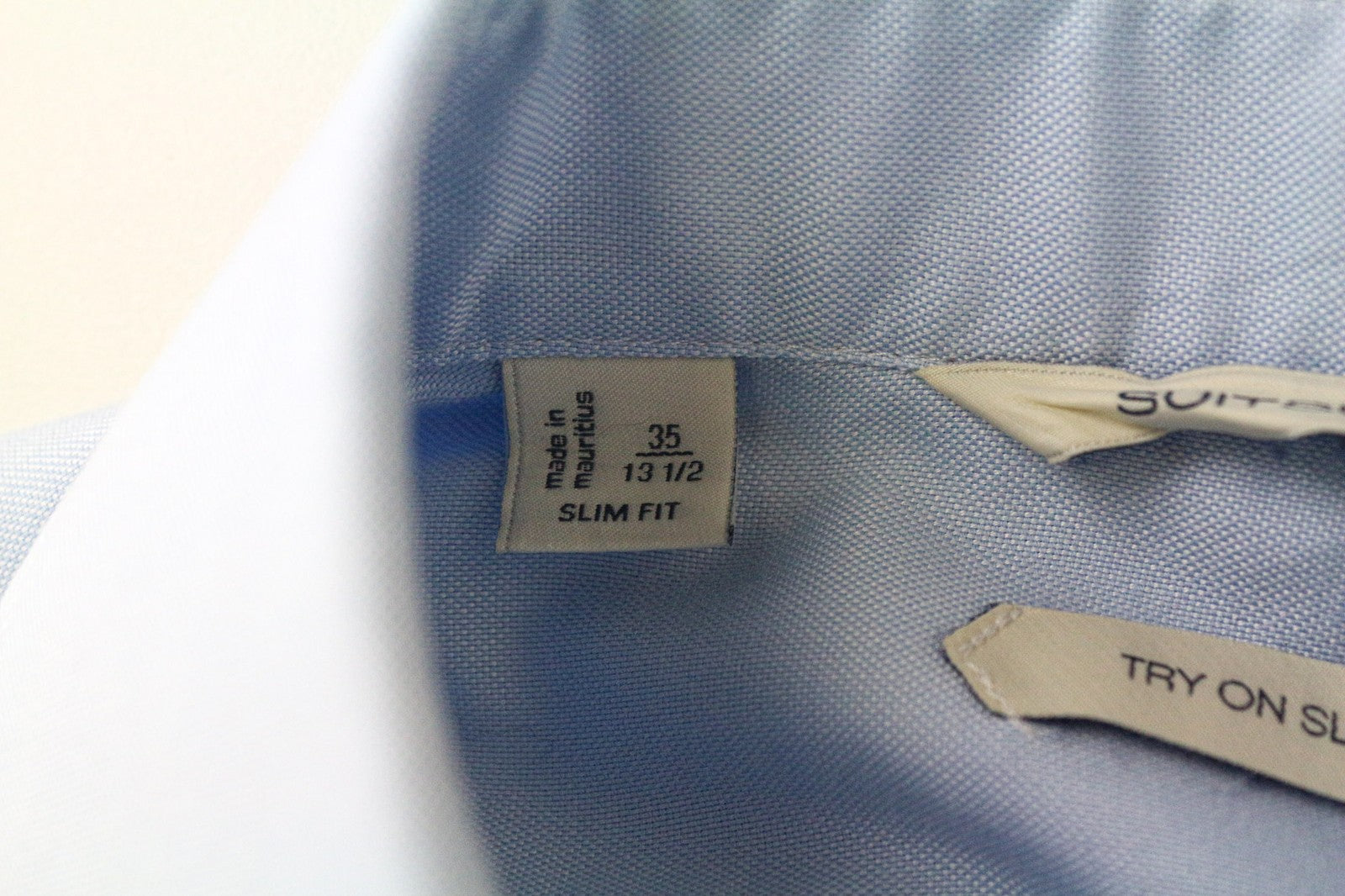 SUITSUPPLY Men Shirt 35/13 1/2 Slim Fit Button-Up Classic Blue Pure Cotton