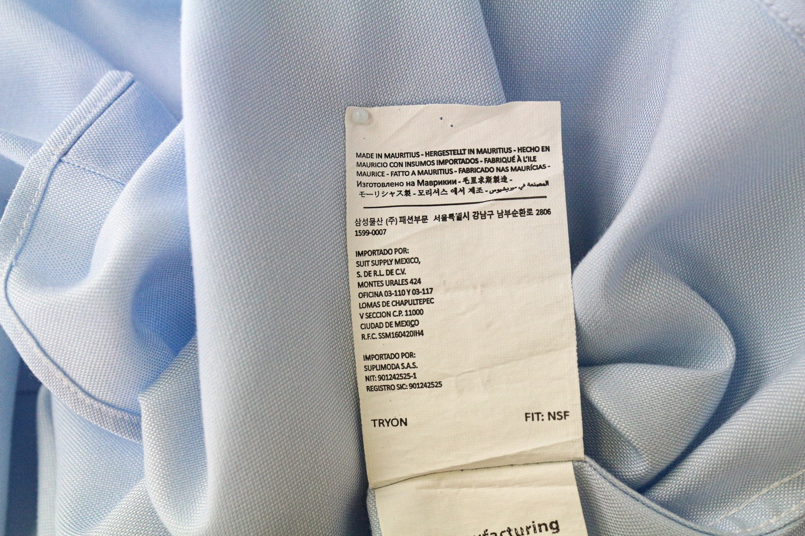 SUITSUPPLY Men Shirt 35/13 1/2 Slim Fit Button-Up Classic Blue Pure Cotton