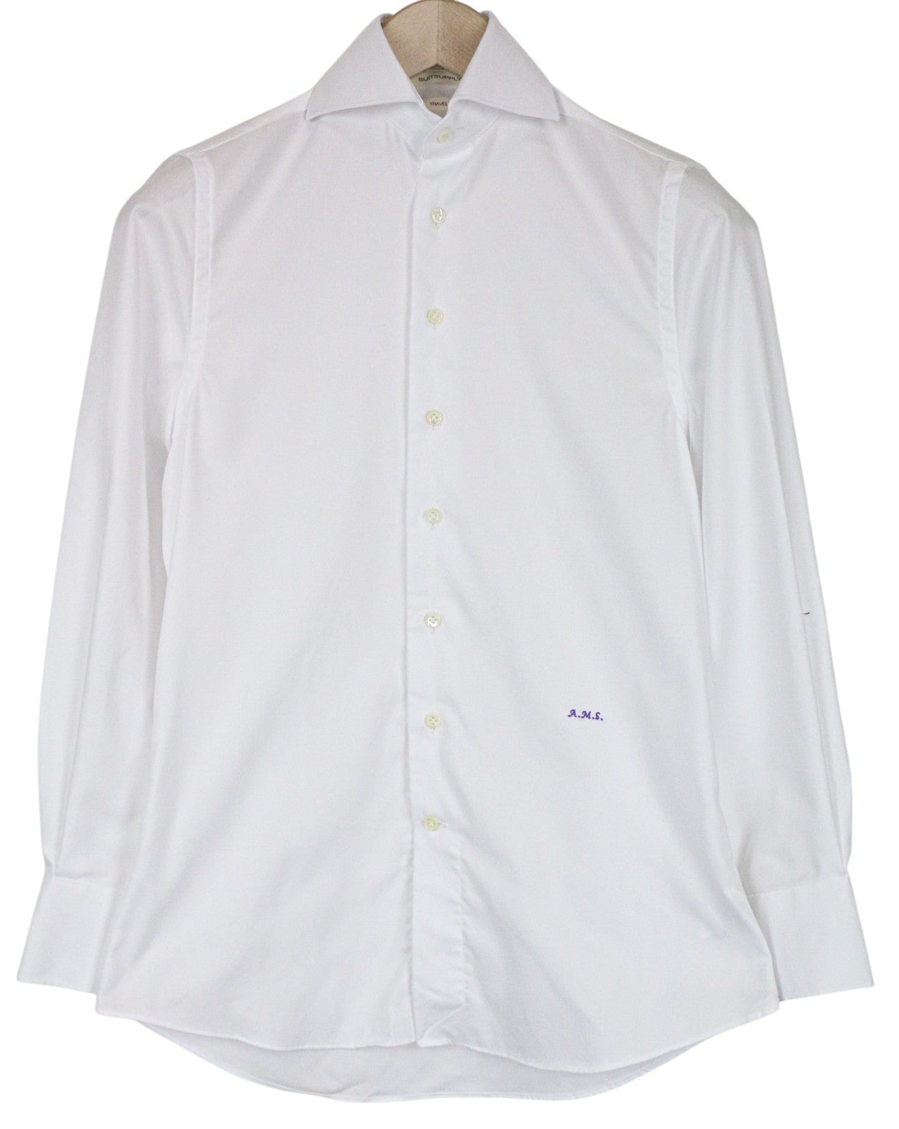 SUITSUPPLY Traveller Men Shirt 35 Extra Slim White Cotton Long Sleeved Classic