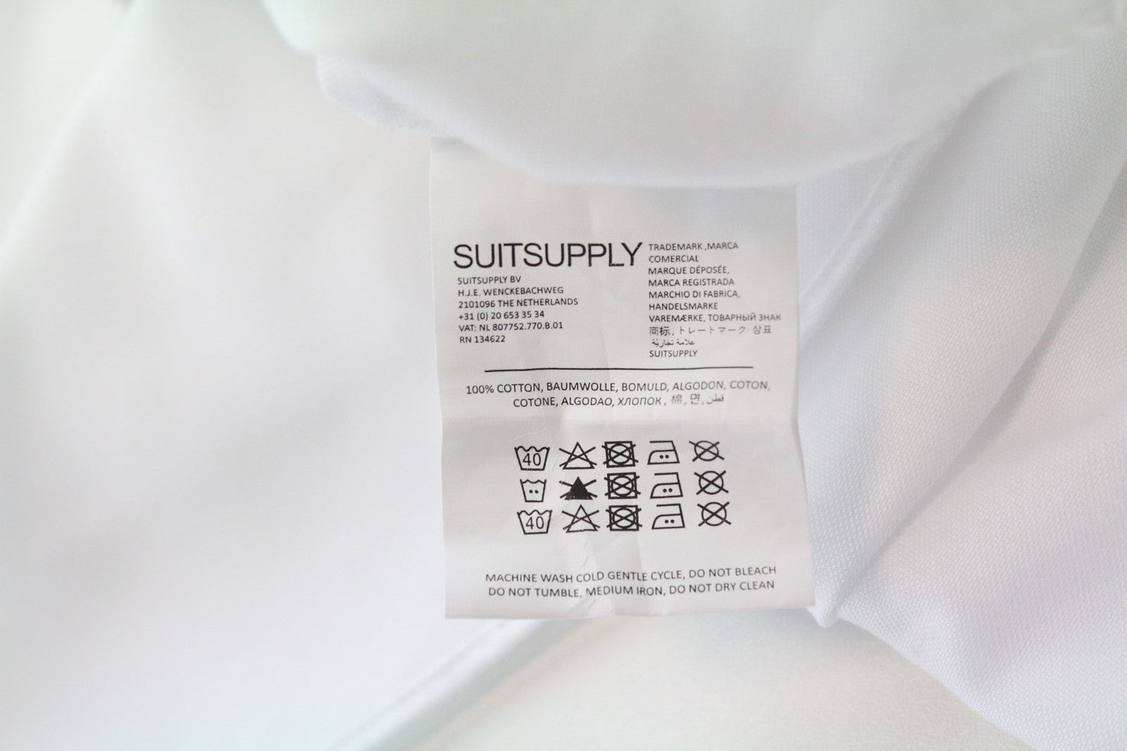 SUITSUPPLY Traveller Men Shirt 35 Extra Slim White Cotton Long Sleeved Classic
