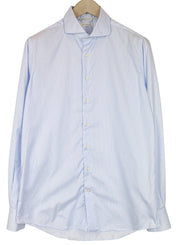 SUITSUPPLY Men Shirt 42/16 1/2 Extra Slim Blue Pure Cotton Striped Cuatway