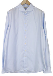 SUITSUPPLY Men Shirt 45L/17 3/4L Extra Slim Fit Striped Pattern Blue Pure Cotton