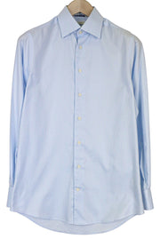 SUITSUPPLY Traveller Men Shirt 37/14 1/2 Extra Slim Blue Cotton Button-Up Twill