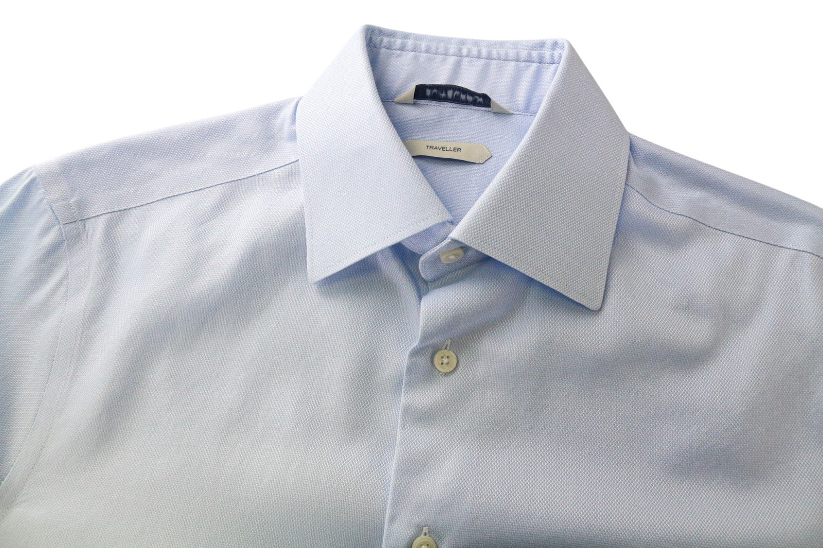 SUITSUPPLY Traveller Men Shirt 37/14 1/2 Extra Slim Blue Cotton Button-Up Twill
