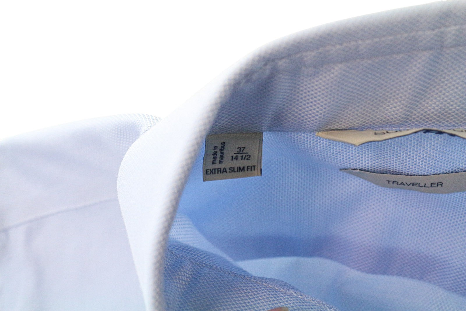 SUITSUPPLY Traveller Men Shirt 37/14 1/2 Extra Slim Blue Cotton Button-Up Twill