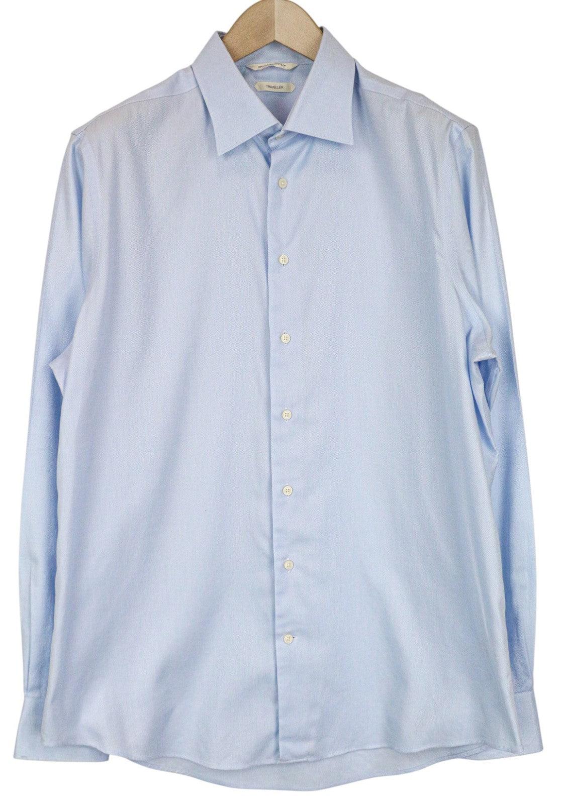 SUITSUPPLY Men Shirt 43/17 Slim Blue Pure Cotton Long Sleeve Button-Up