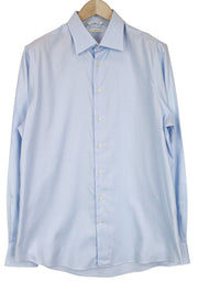 SUITSUPPLY Men Shirt 43/17 Slim Blue Pure Cotton Long Sleeve Button-Up