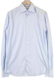 SUITSUPPLY Men Shirt 40-7/15 3/4L Slim Blue Cotton Checked Pattern Long Sleeve