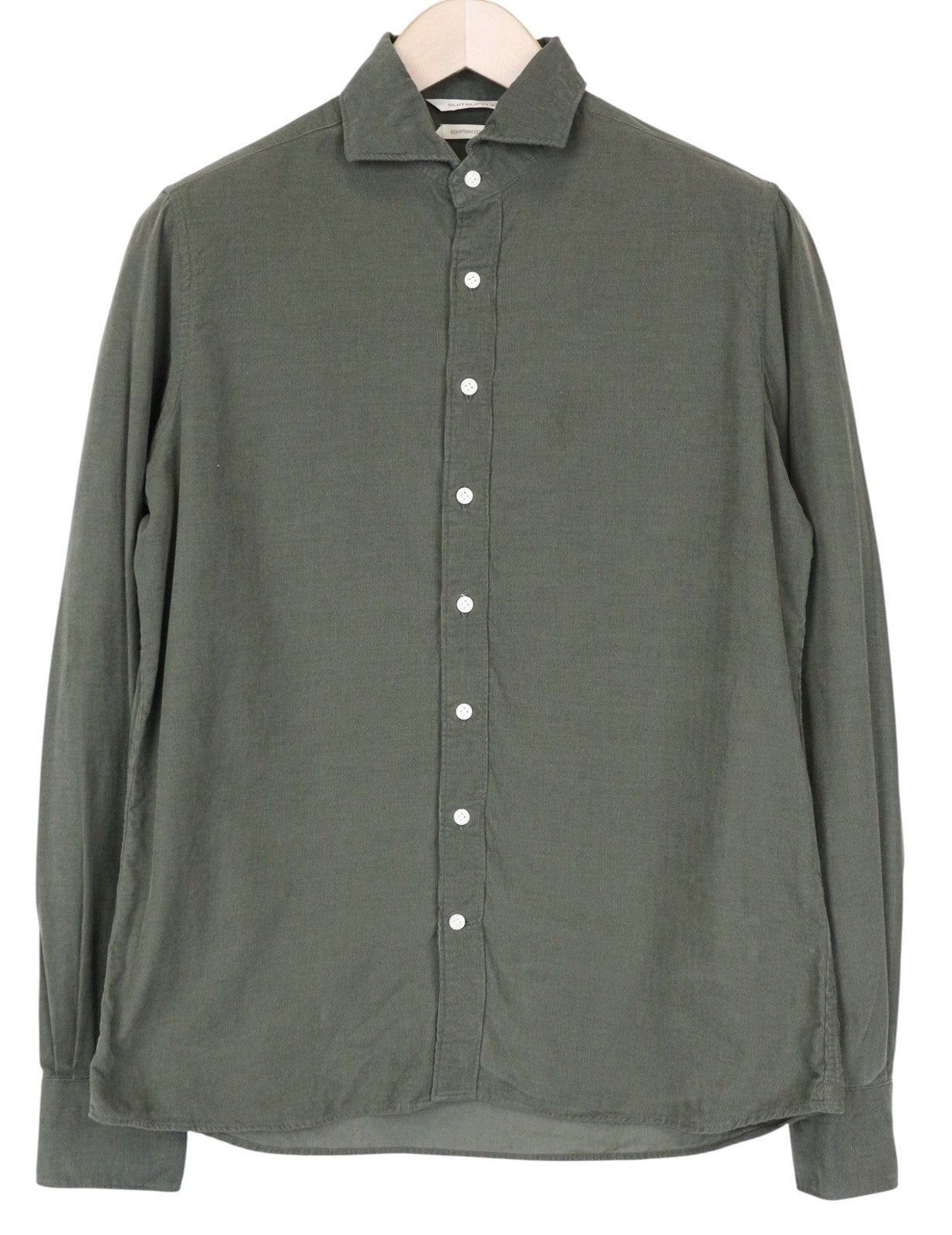 SUITSUPPLY Men Shirt 37/18/14 1/2/15 Slim Green Pure Cotton Corduroy Button-Up