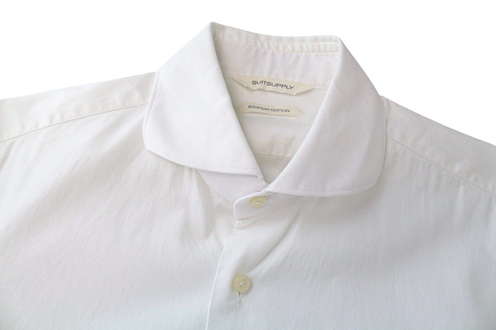 SUITSUPPLY Men Shirt 39L/15 1/2L Extra Slim White Pure Cotton Cutaway Twill