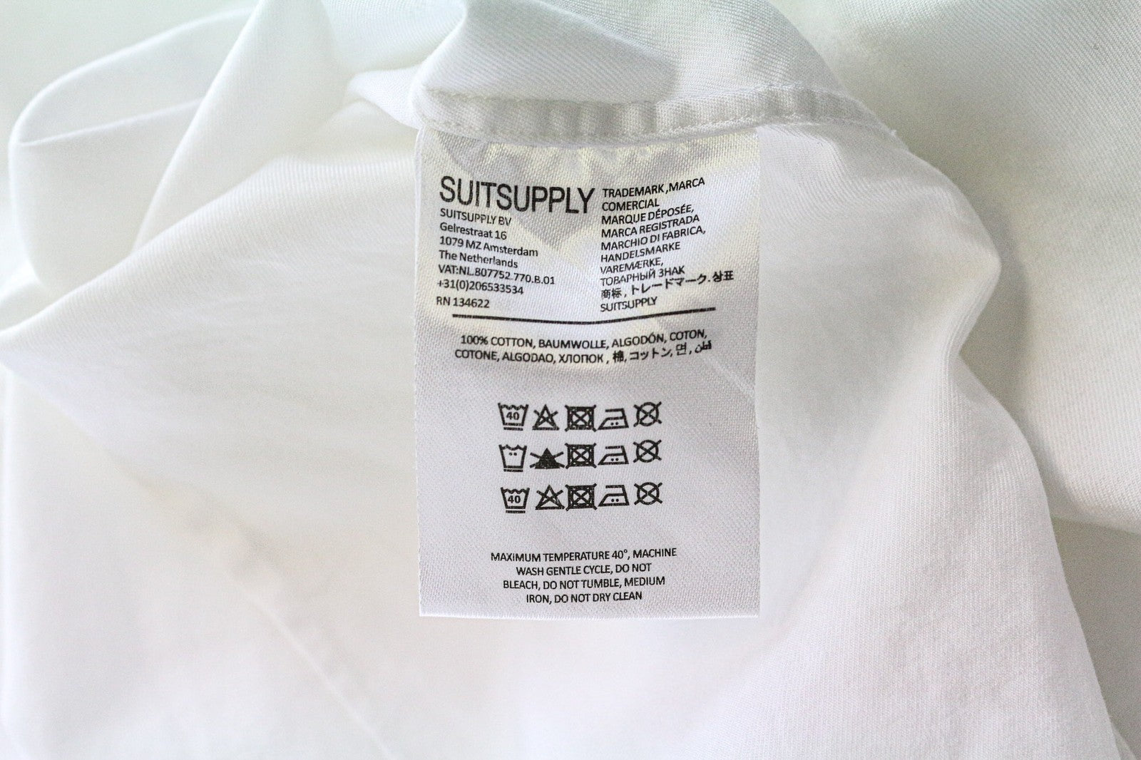 SUITSUPPLY Men Shirt 39L/15 1/2L Extra Slim White Pure Cotton Cutaway Twill