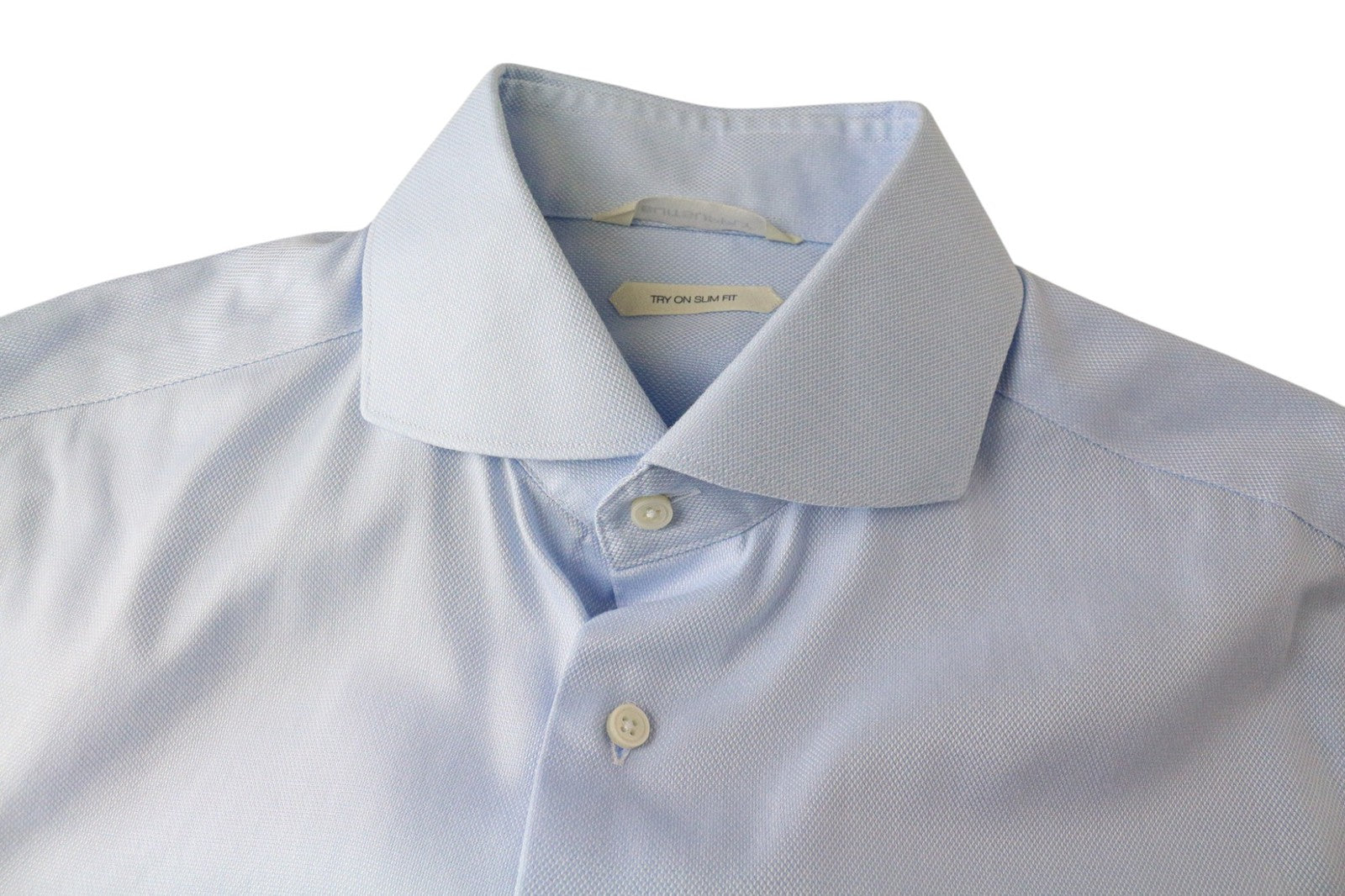 SUITSUPPLY Men Shirt 39L/15 1/2L Slim Blue Pure Cotton Cutaway Collared Twill