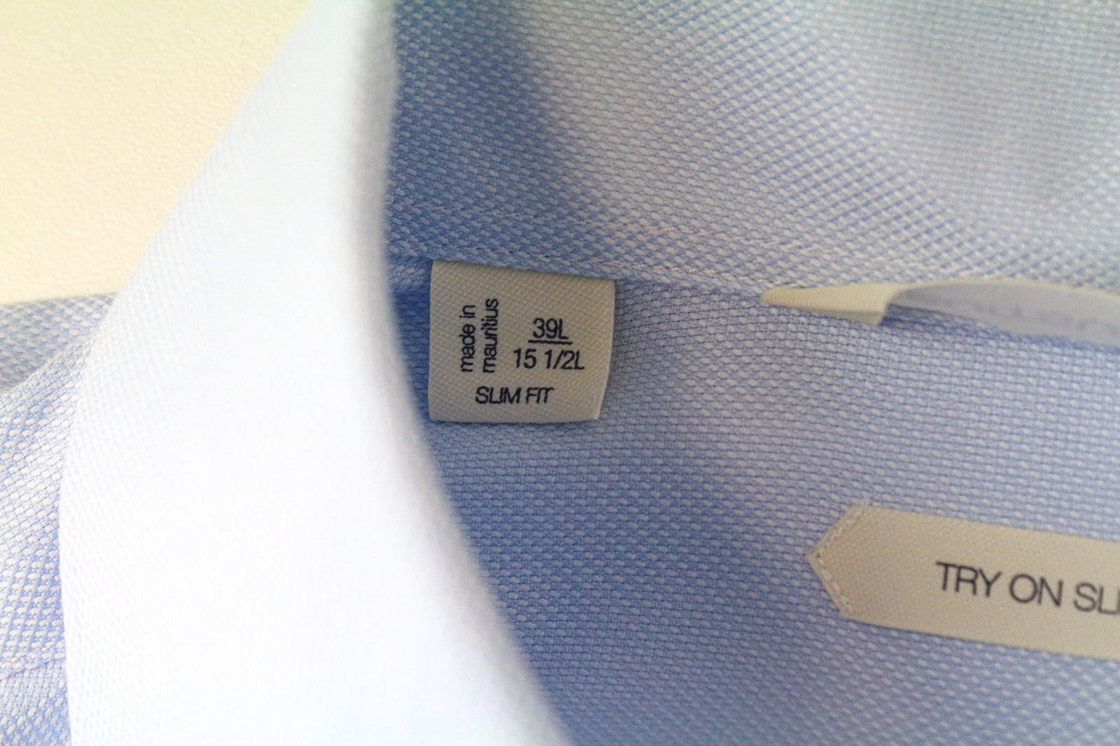 SUITSUPPLY Men Shirt 39L/15 1/2L Slim Blue Pure Cotton Cutaway Collared Twill