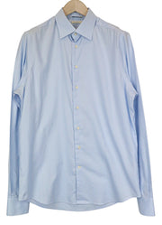 SUITSUPPLY Men Shirt 41L/16L Slim Fit Blue Pure Cotton Button-Up Twill