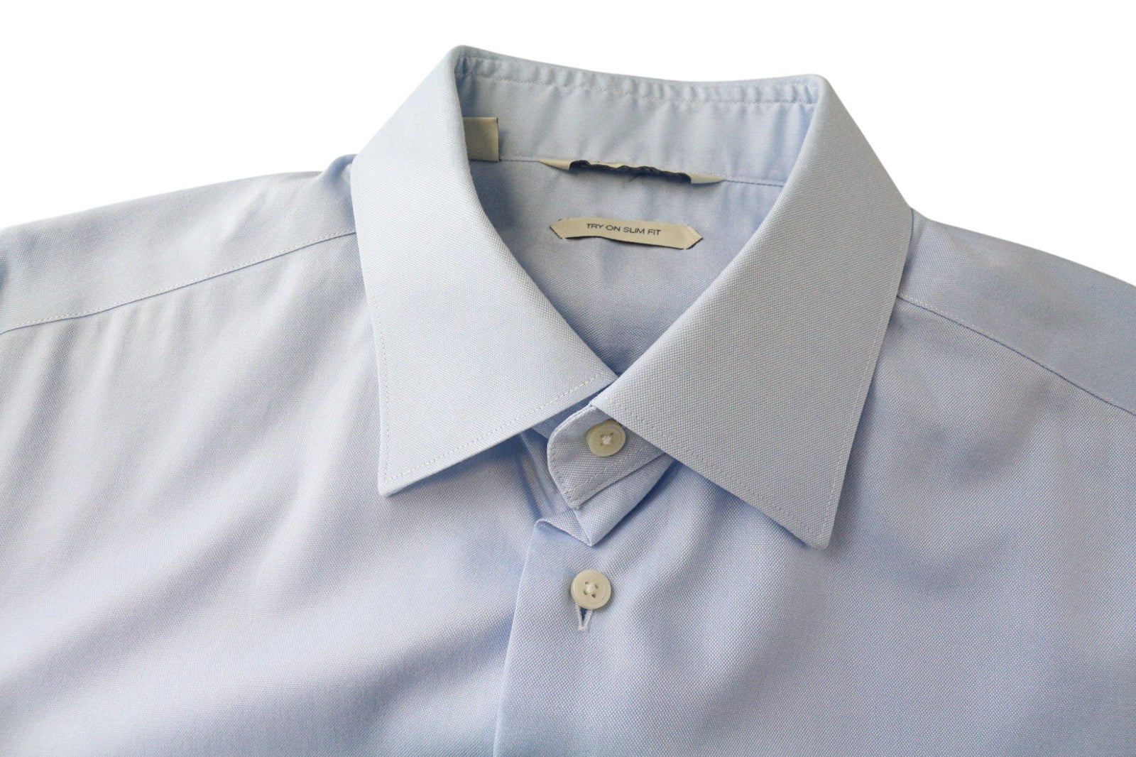 SUITSUPPLY Men Shirt 41L/16L Slim Fit Blue Pure Cotton Button-Up Twill