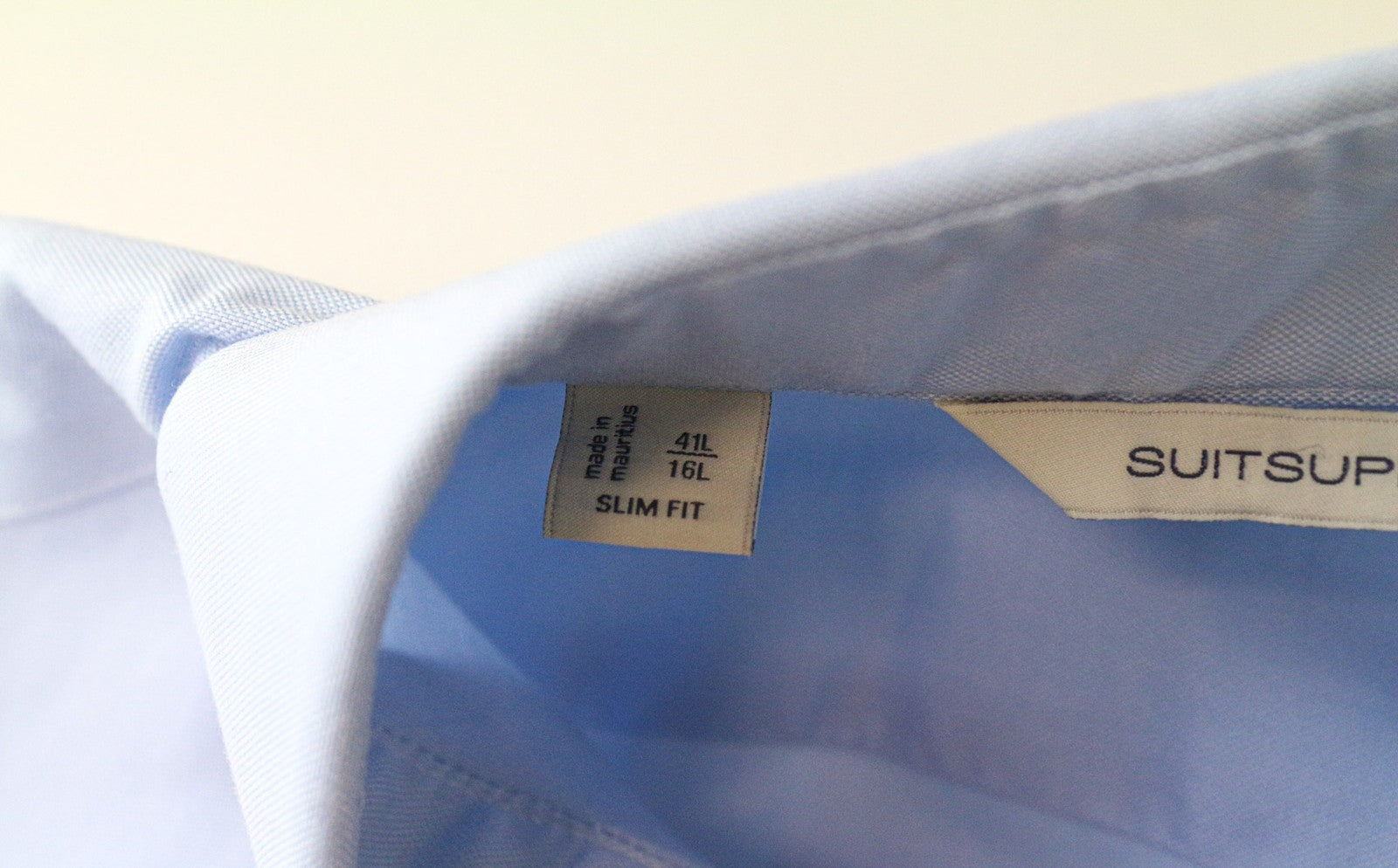SUITSUPPLY Men Shirt 41L/16L Slim Fit Blue Pure Cotton Button-Up Twill