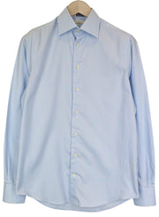 SUITSUPPLY Men Shirt 37/14 1/2 Slim Fit Blue Pure Cotton Long Sleeve Formal