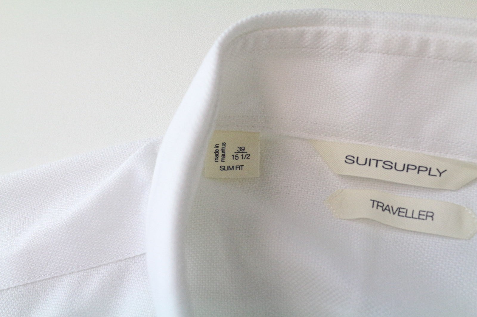 SUITSUPPLY Traveller Men Shirt 39/15 1/2 Slim White Pure Cotton Button-Up Formal