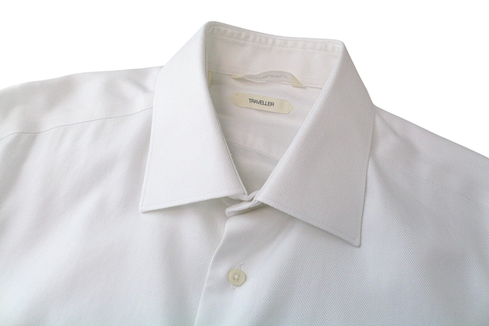 SUITSUPPLY Traveller Men Shirt 39L/15 1/2L Slim Fit Long Sleeve White Cotton