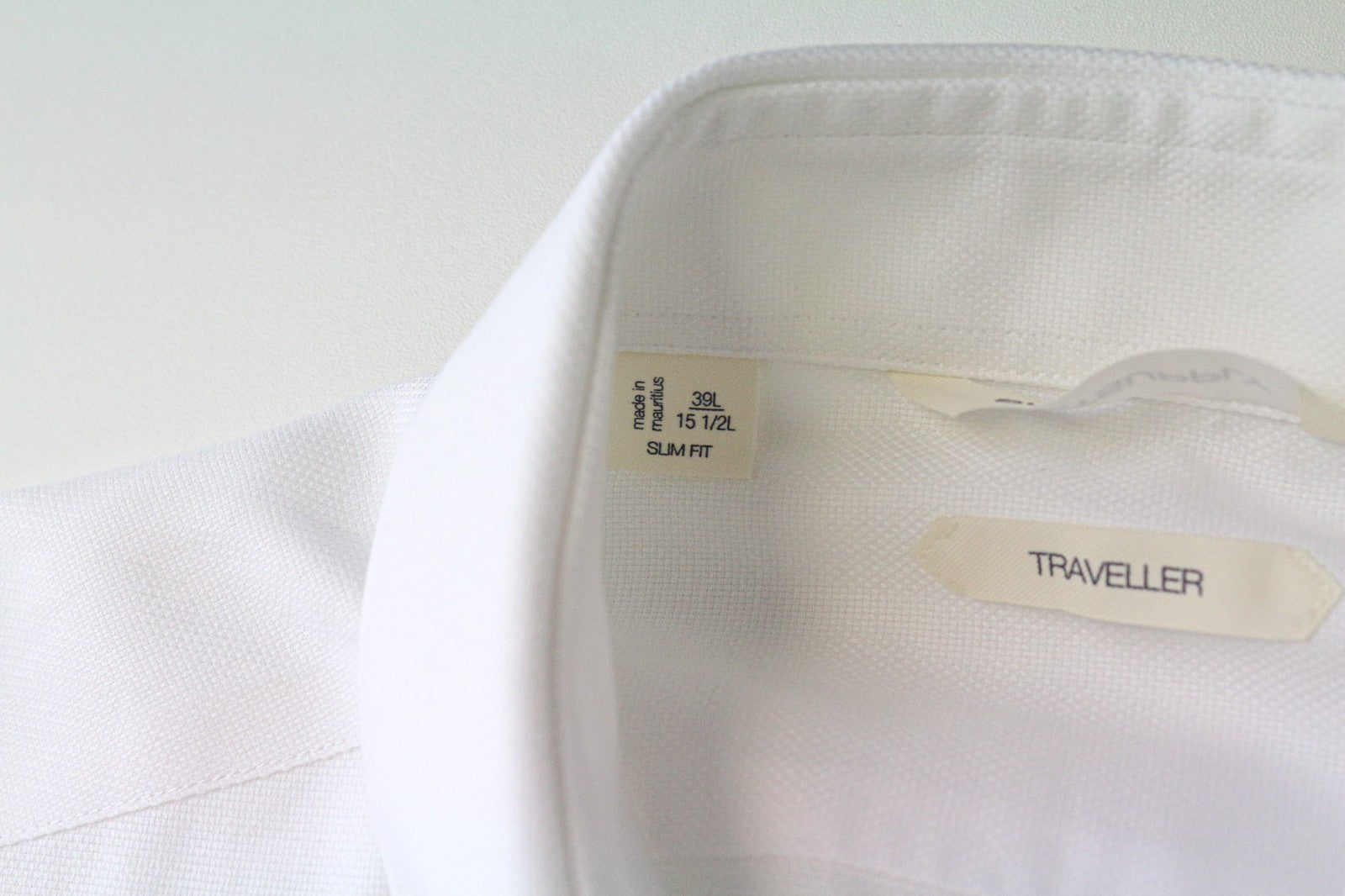 SUITSUPPLY Traveller Men Shirt 39L/15 1/2L Slim Fit Long Sleeve White Cotton