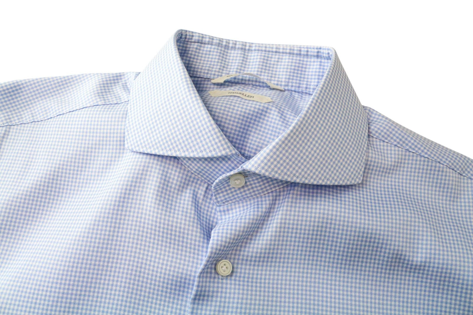 SUITSUPPLY Traveller Men Shirt 41 Extra Slim Blue Cotton Checked Long Sleeve