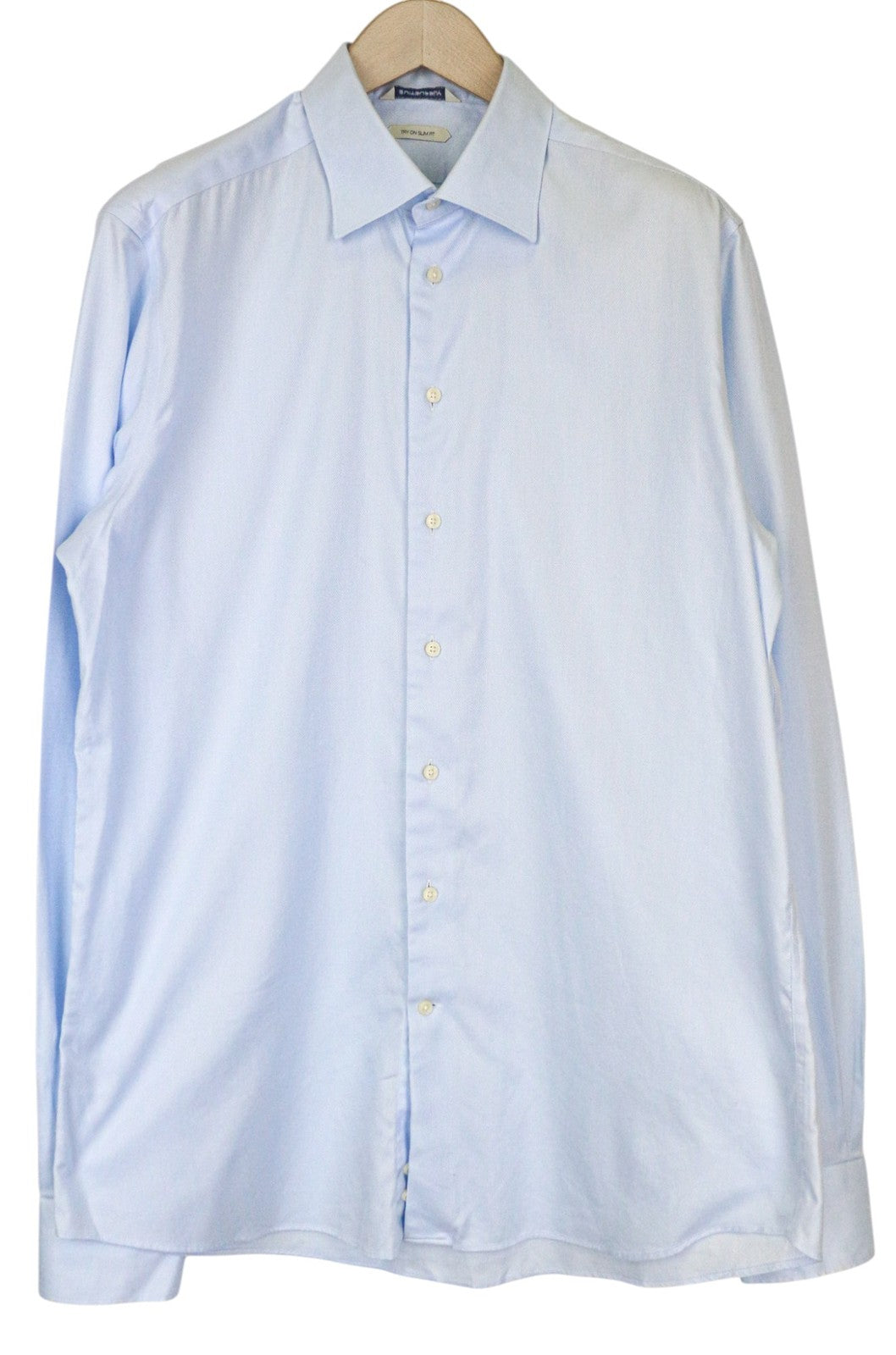 SUITSUPPLY Men Shirt 43-7/17L Slim Fit Long Sleeved Blue Pure Cotton Twill