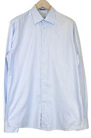 SUITSUPPLY Men Shirt 43-7/17L Slim Fit Long Sleeved Blue Pure Cotton Twill