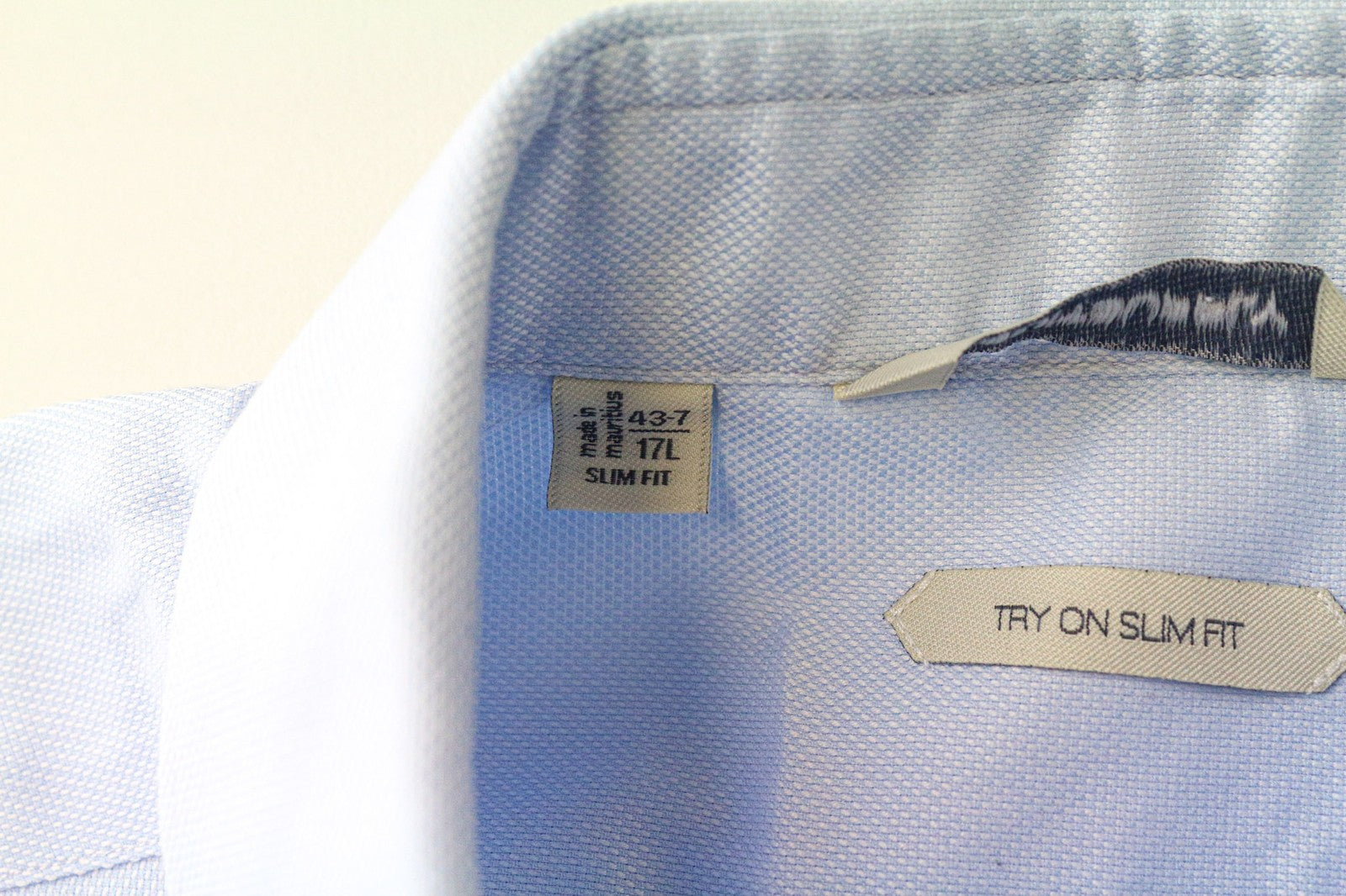 SUITSUPPLY Men Shirt 43-7/17L Slim Fit Long Sleeved Blue Pure Cotton Twill