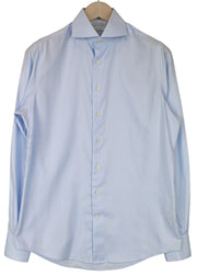 SUITSUPPLY Men Shirt 37/14 1/2 Slim Fit Blue Pure Cotton Cutaway Twill