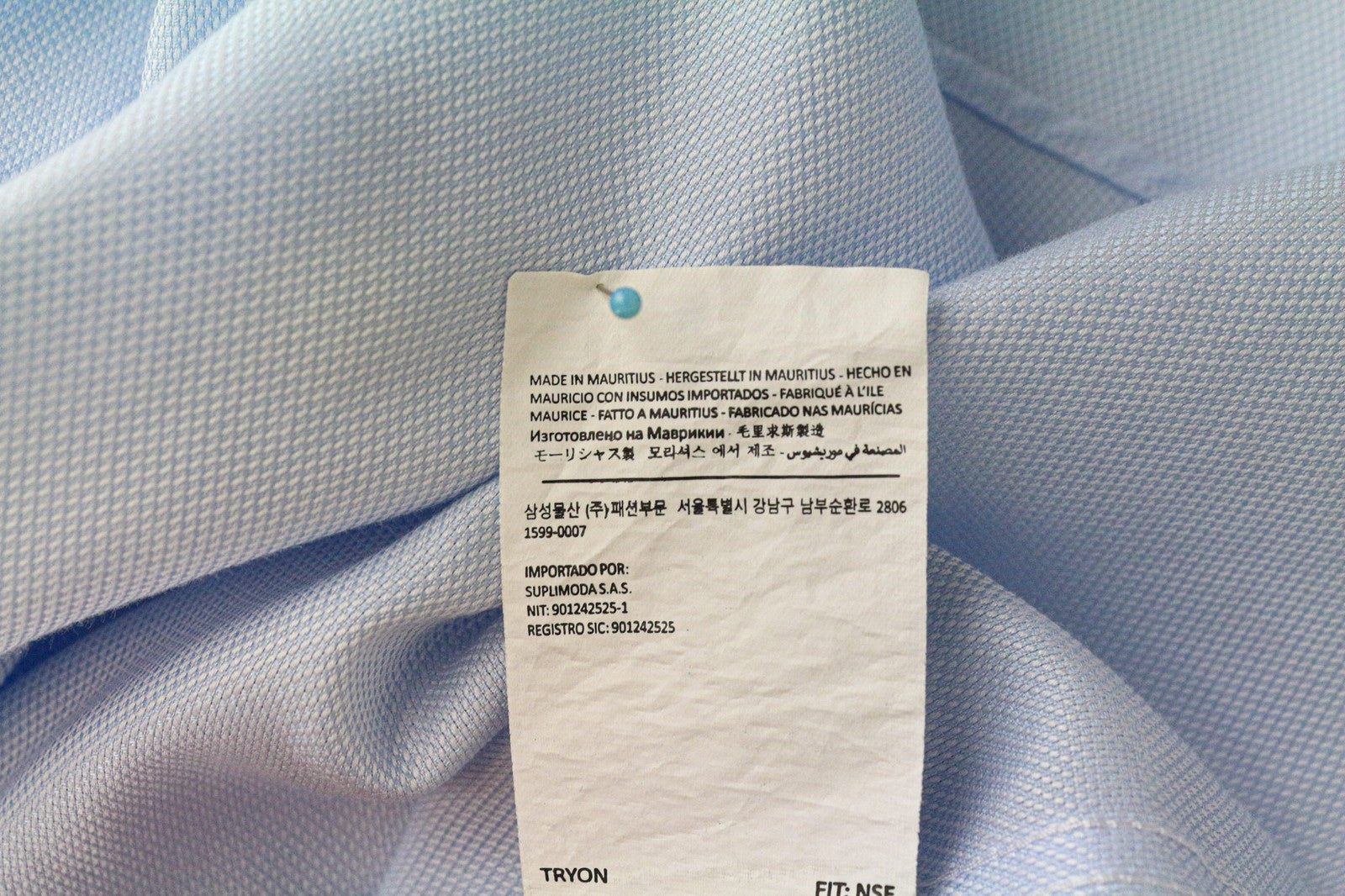 SUITSUPPLY Men Shirt 37/14 1/2 Slim Fit Blue Pure Cotton Cutaway Twill