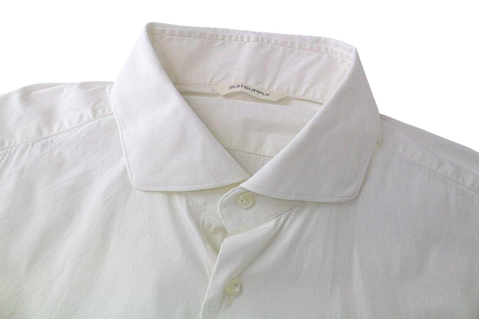 SUITSUPPLY Men Shirt ~XL Slim White Cotton Stretch Long Sleeve Classic Twill