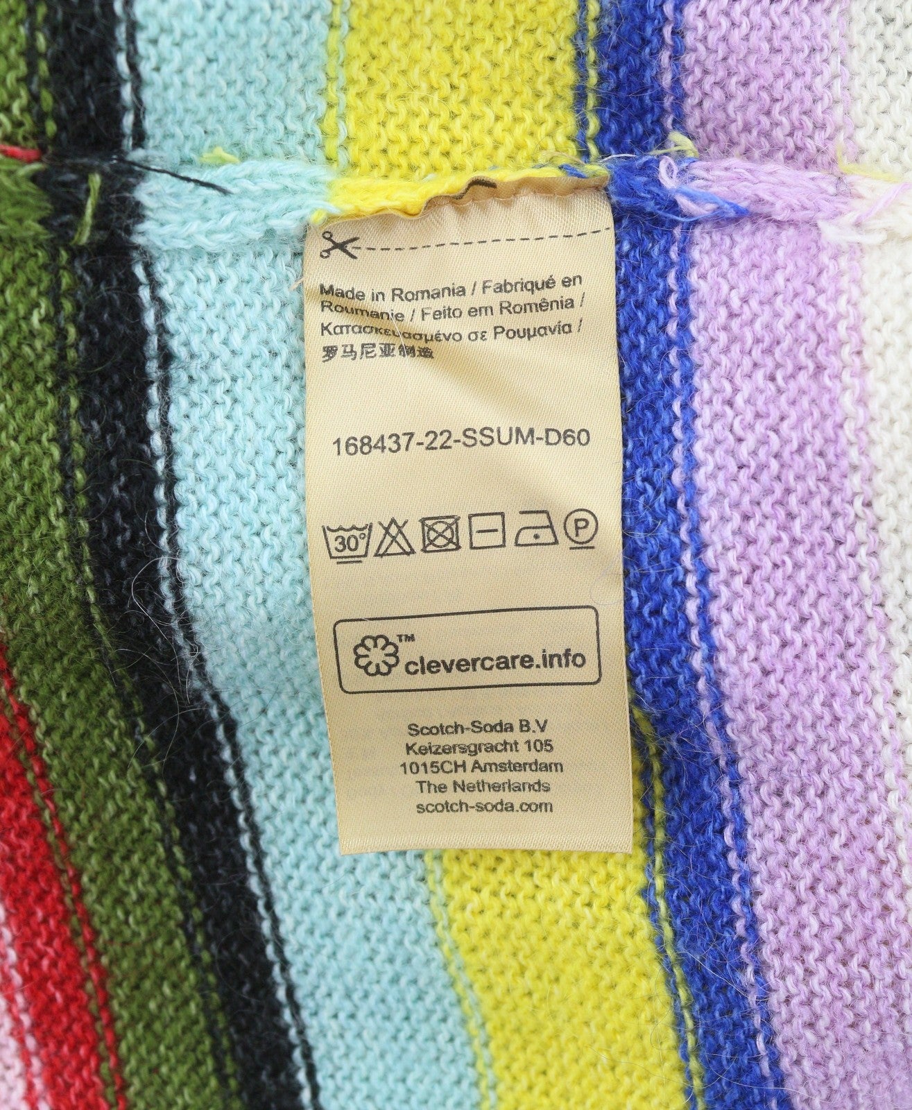 SCOTCH & SODA Men Jumper M Colourful Striped V-Neck Knit Pull On