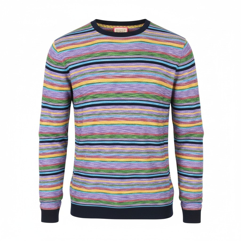 SCOTCH & SODA Men T-Shirt M Colourful Striped Thick Long Sleeve