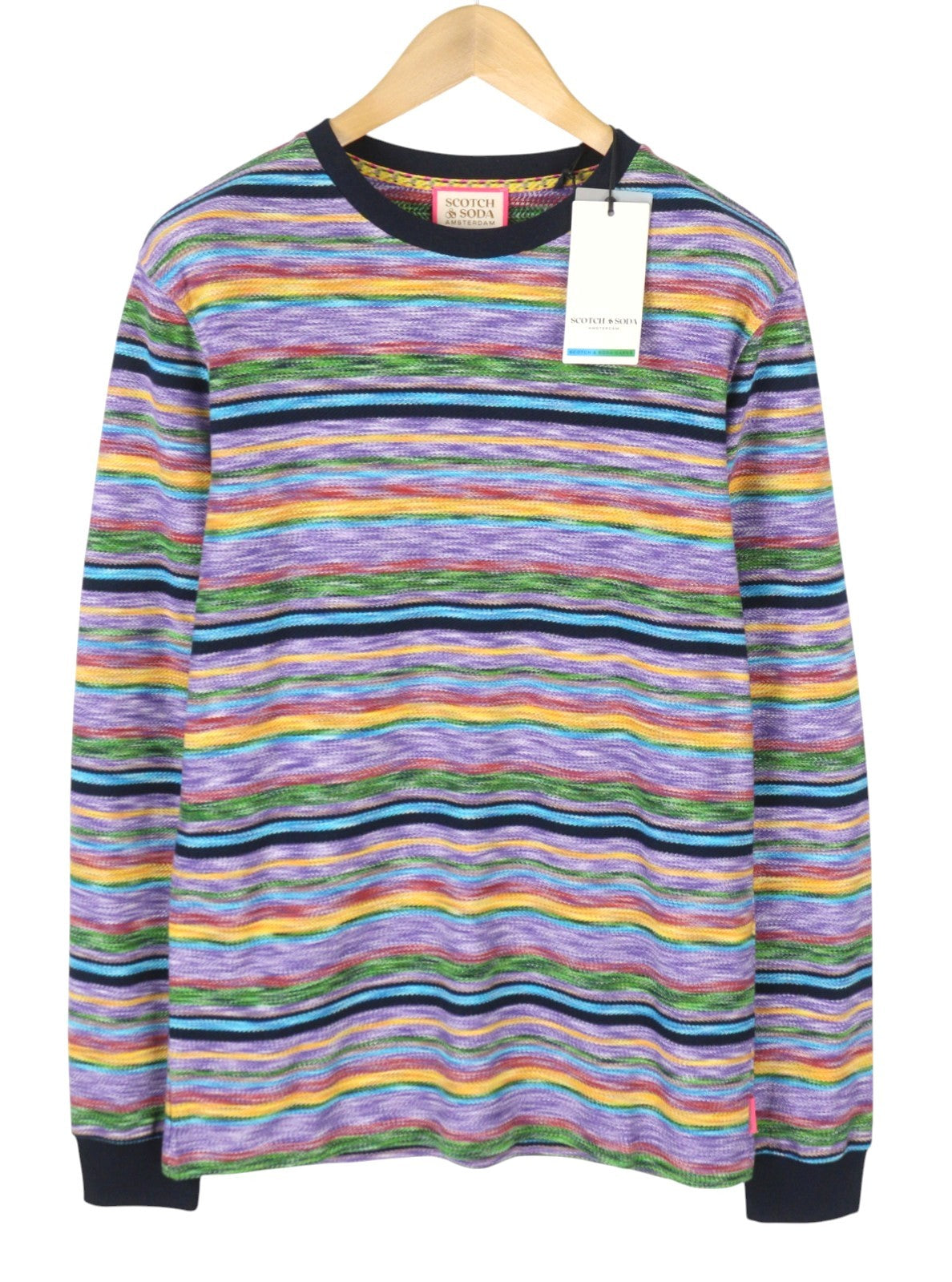 SCOTCH & SODA Men T-Shirt M Colourful Striped Thick Long Sleeve