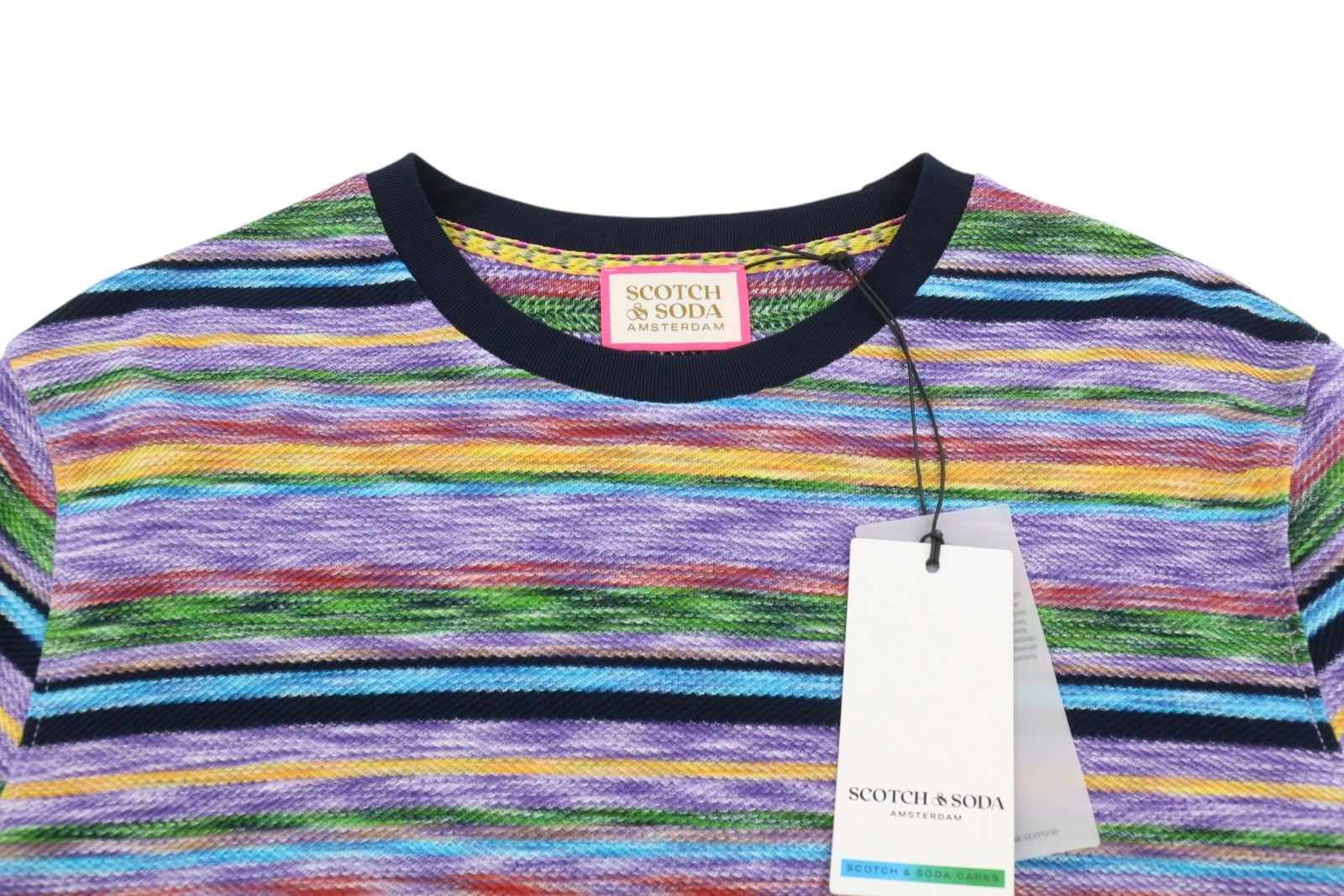 SCOTCH & SODA Men T-Shirt M Colourful Striped Thick Long Sleeve