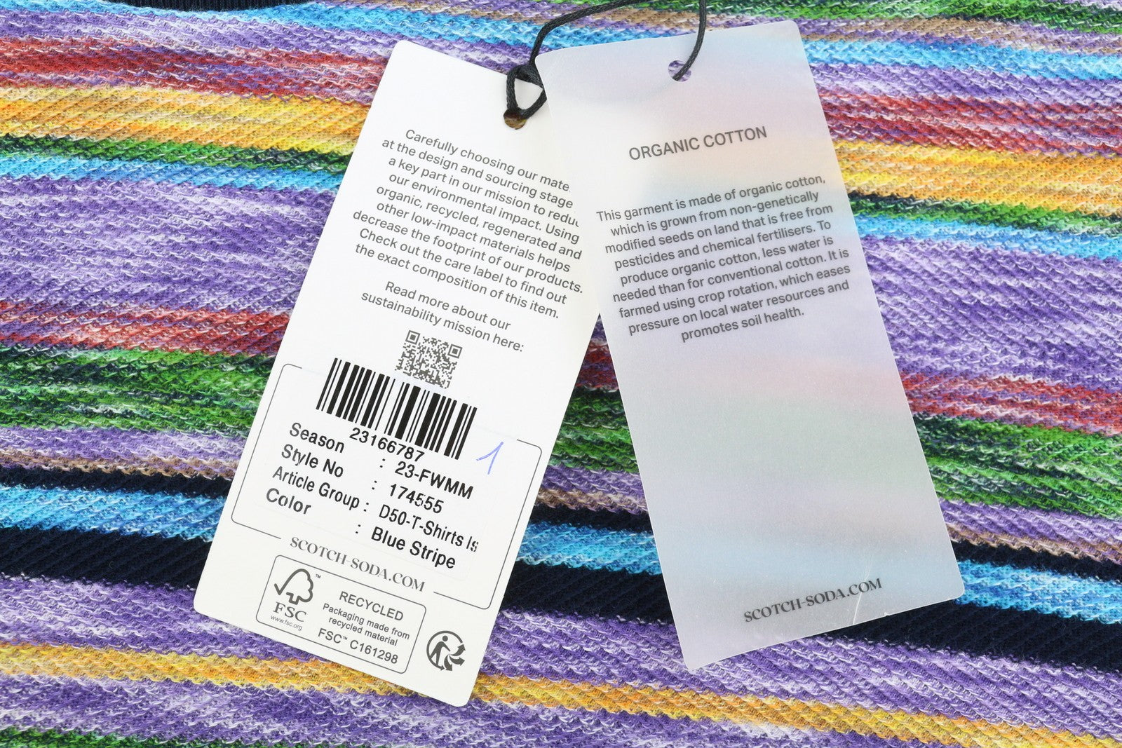 SCOTCH & SODA Men T-Shirt M Colourful Striped Thick Long Sleeve
