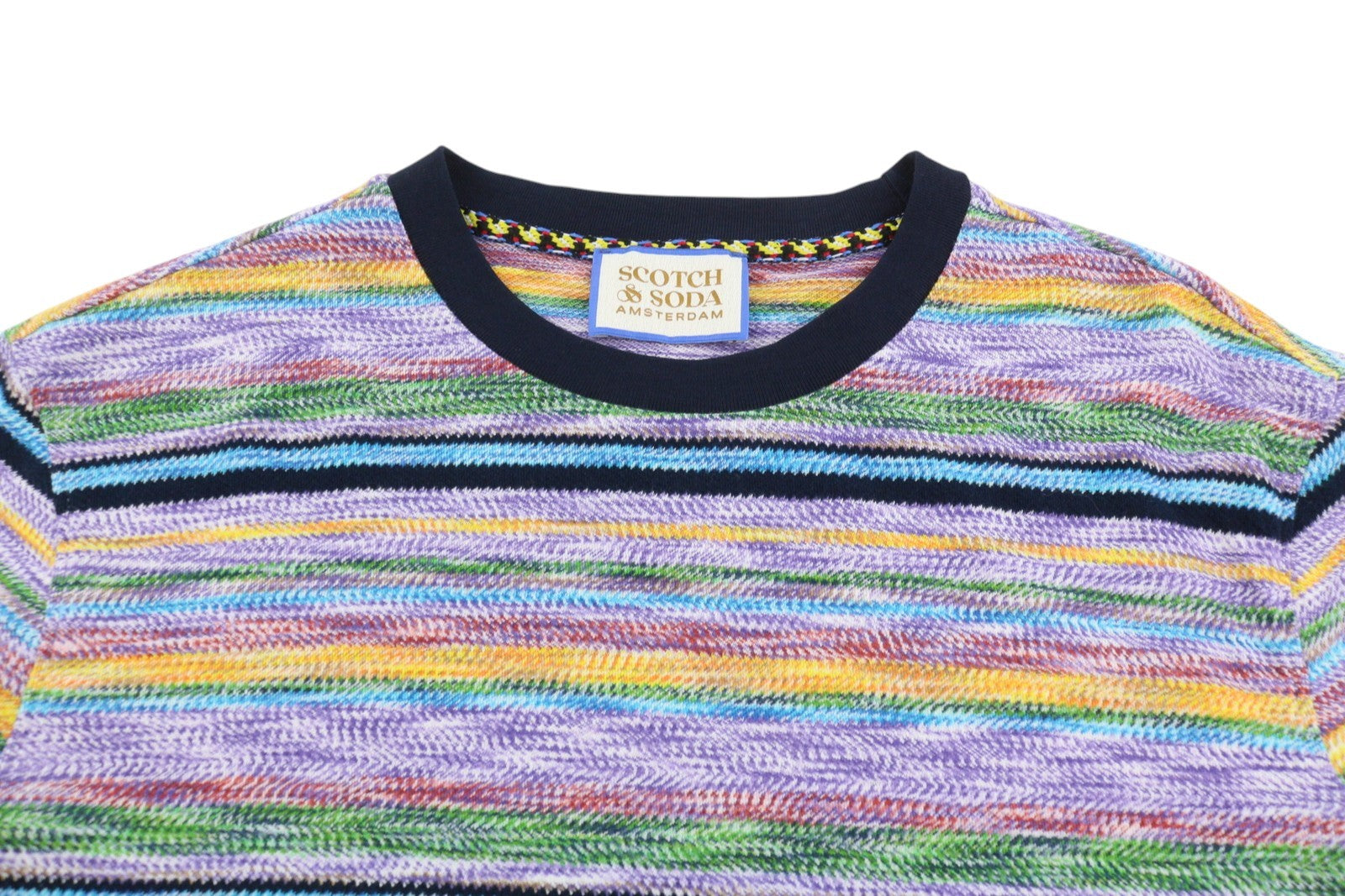 SCOTCH & SODA Men T-Shirt M Colourful Striped Heavy Crew Neck Long Sleeve