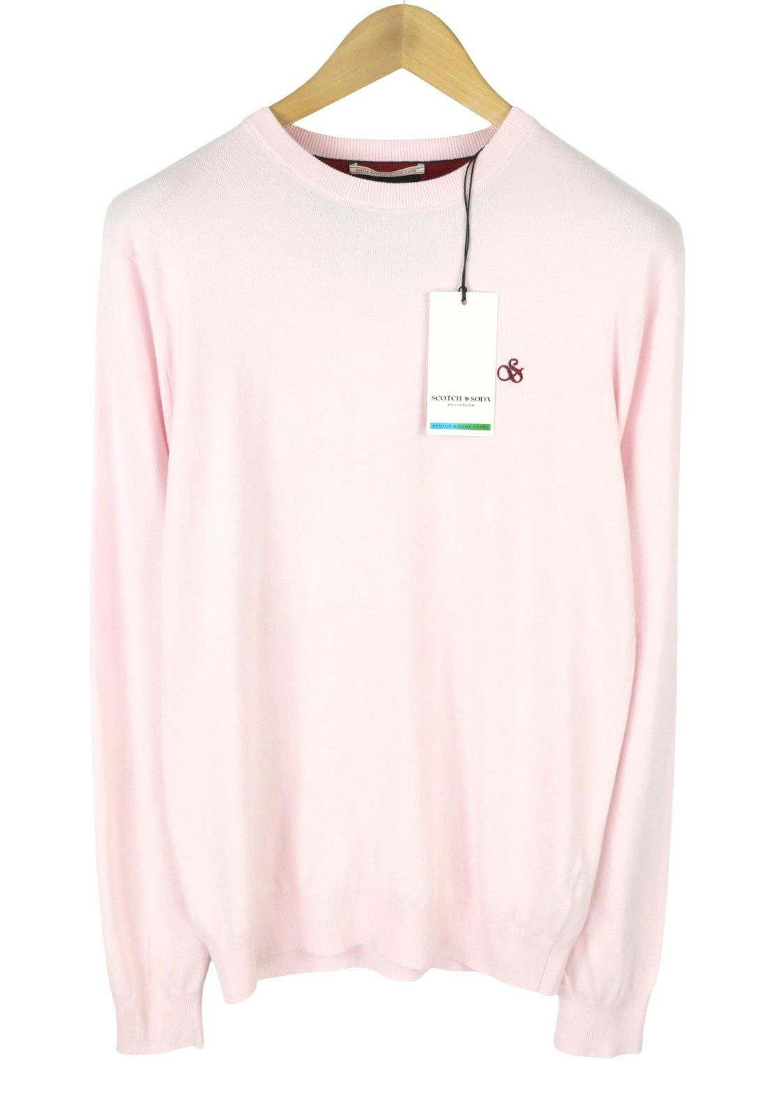 SCOTCH & SODA Men Jumper M Light Pink Tight Knit Crew Neck Pull On