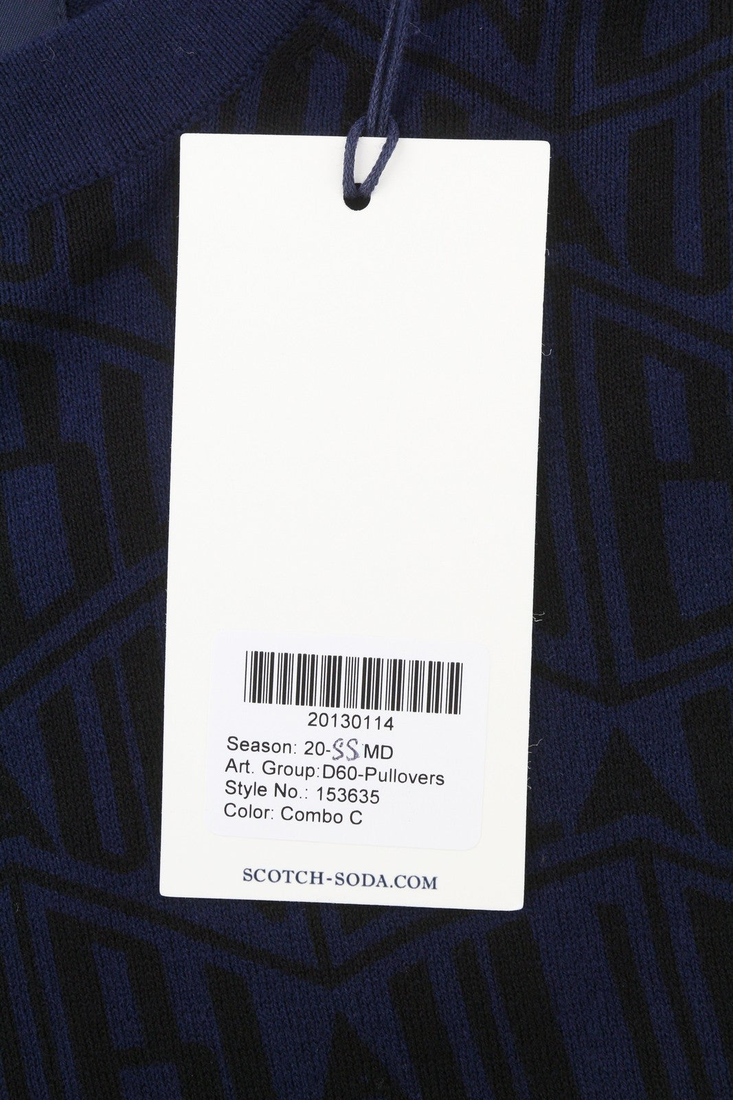 SCOTCH & SODA Men Jumper M Dark Blue Patterned Crew Neck Knit Pull On