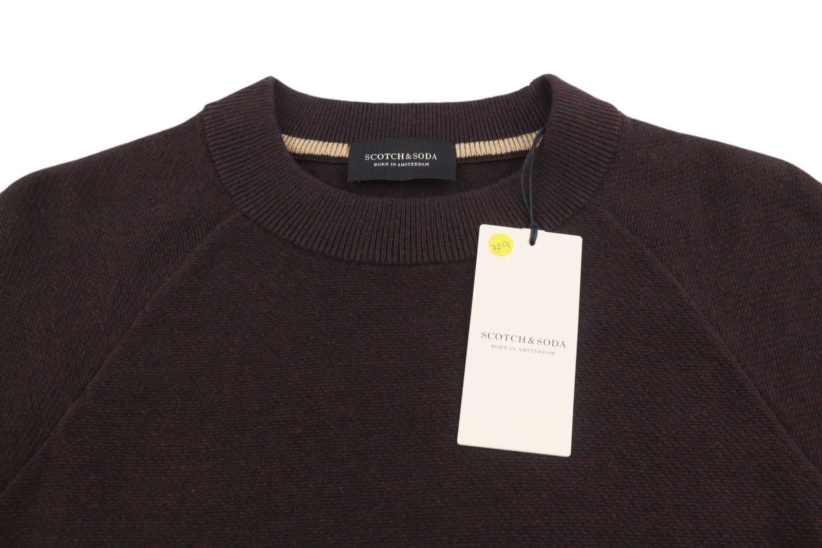 SCOTCH & SODA Men Jumper M Dark Brown Crew Neck Knit Pull On