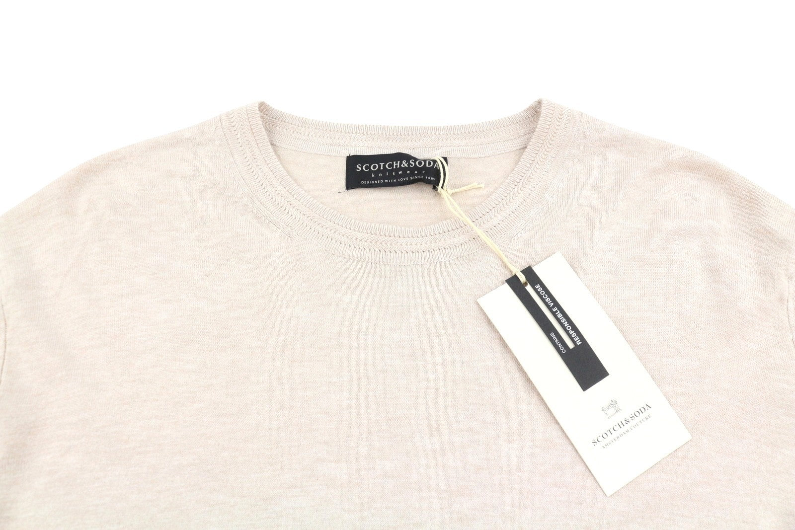 SCOTCH & SODA Men Jumper M Light Pink Melange Crew Neck Knit Pull On