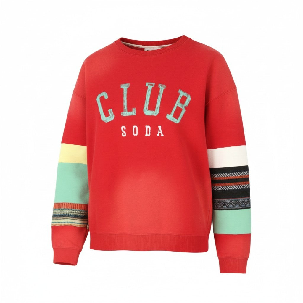 SCOTCH & SODA Men Sweatshirt L Red Applique Faded Oversized Pull On