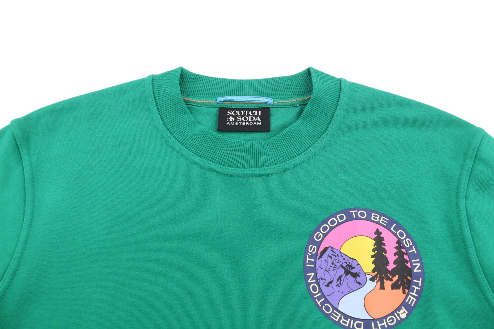 SCOTCH & SODA Men Sweatshirt M Green Cotton Blend Crew Neck Pull On
