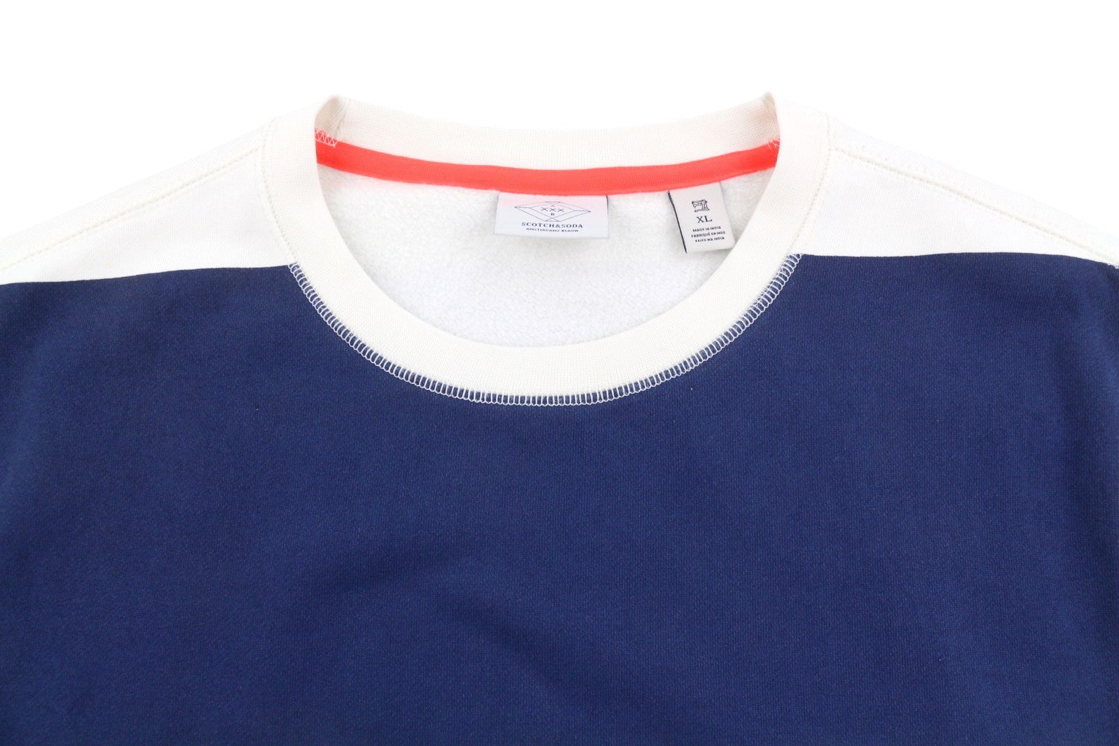SCOTCH & SODA Men Sweatshirt XL White Striped Crew Neck Pull On