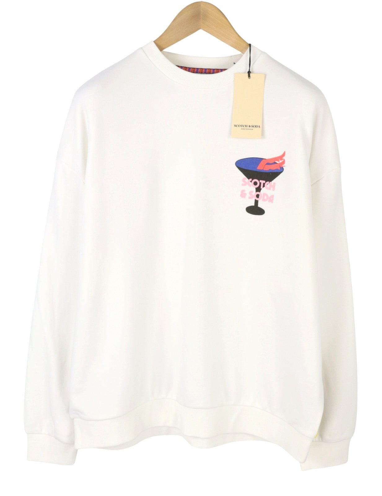 SCOTCH & SODA Men Sweatshirt L White Patterned Oversized Pull On