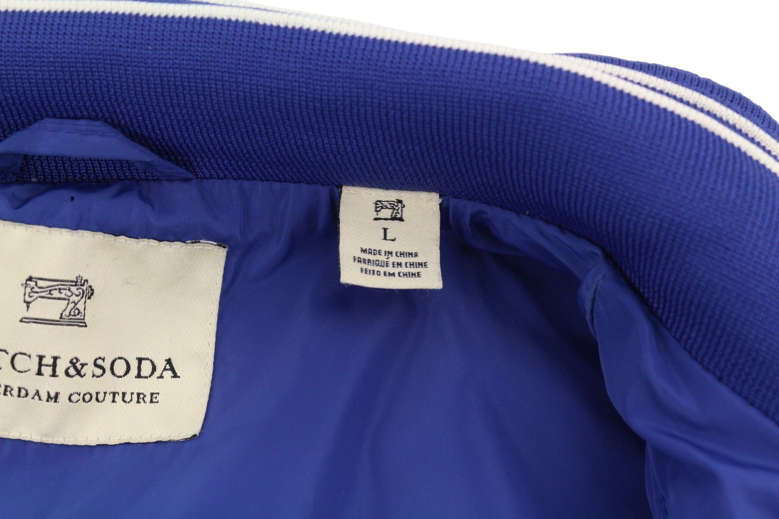 SCOTCH & SODA Men Jacket L Blue High Neck Full Zip Lightweight
