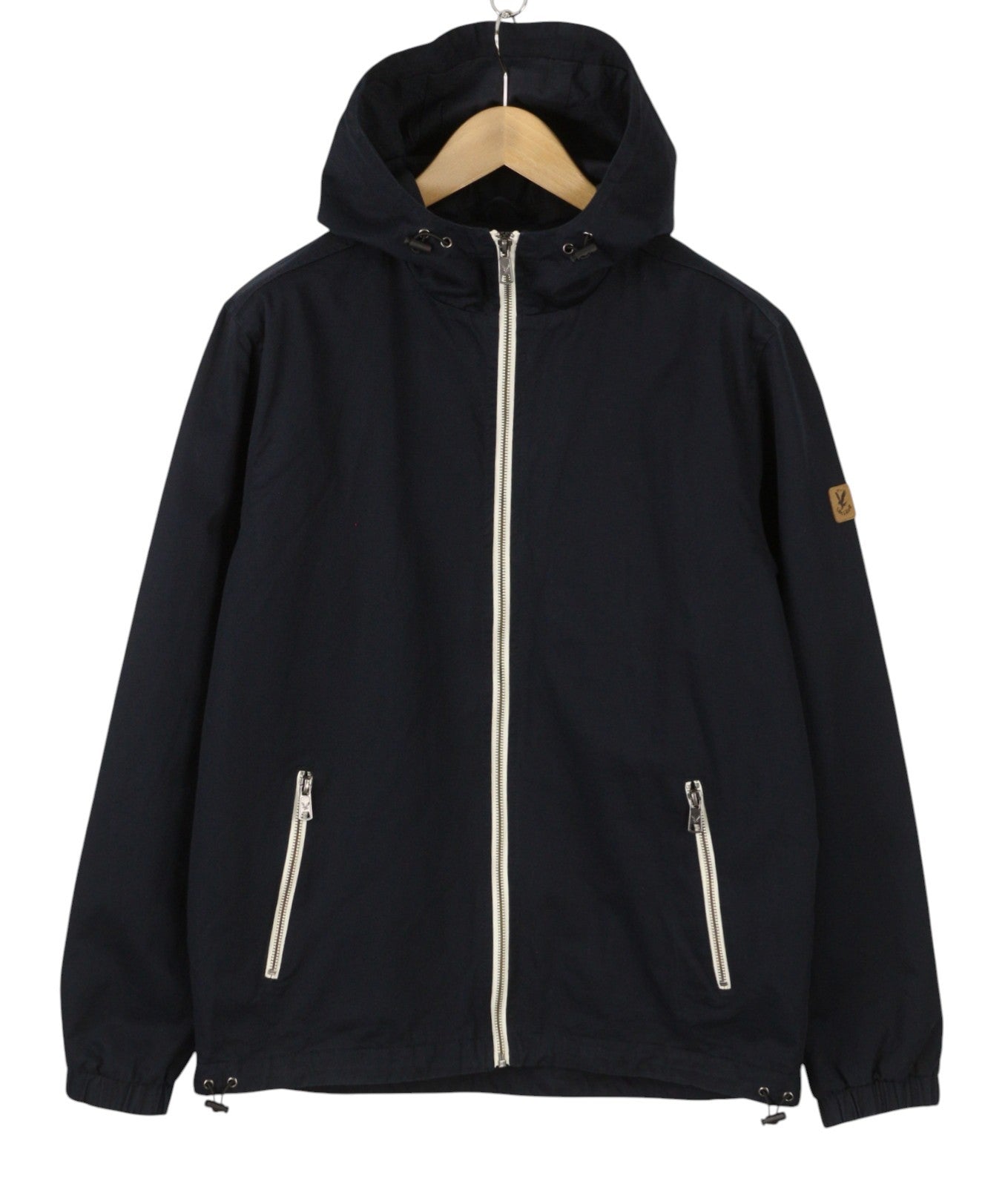 LYLE & SCOTT Men Jacket L Dark Blue Hooded Lined Full Zip